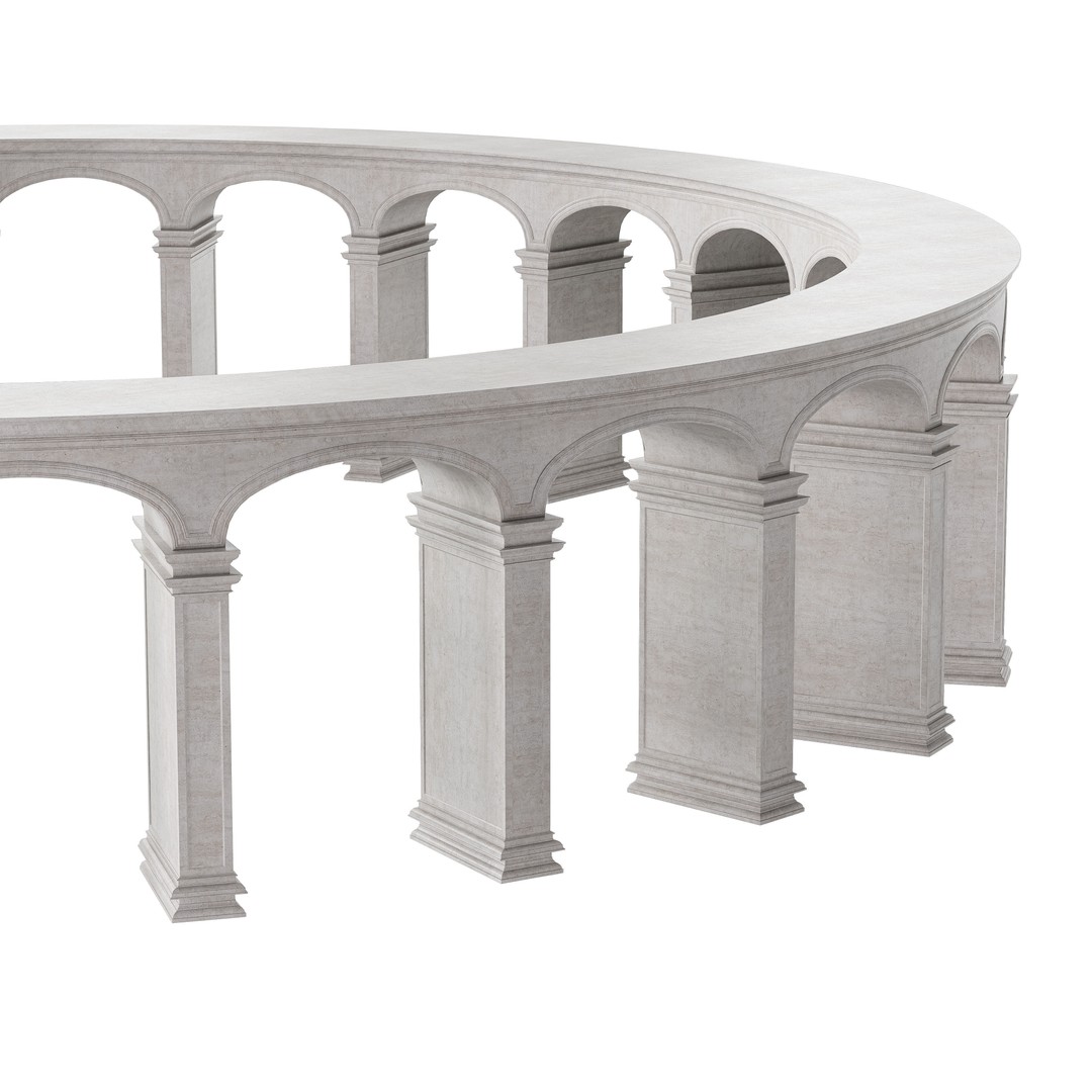 Classical Circular Marble Colonnade 3D Model – Grand Columns, PBR Textures, FBX - View 4