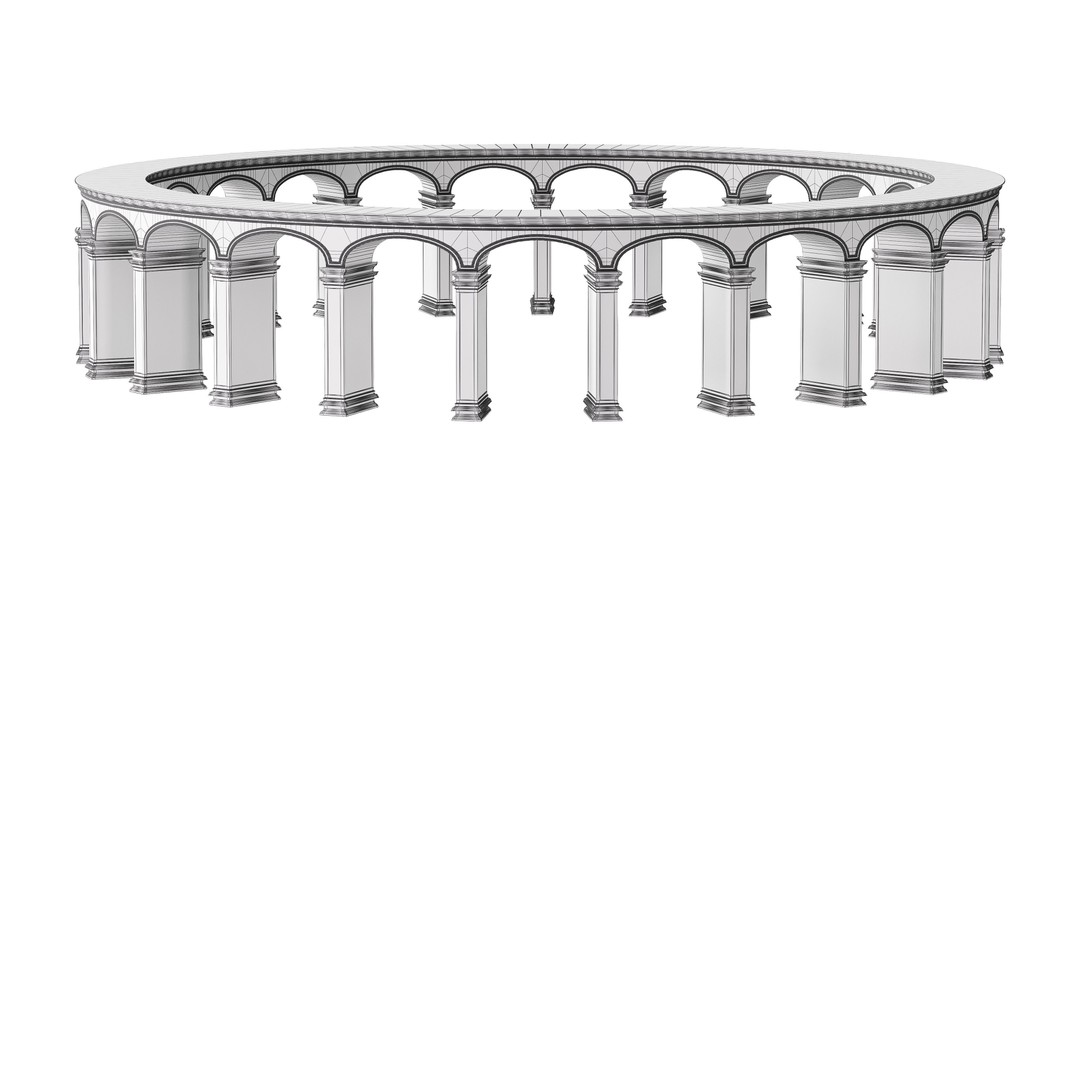 Classical Circular Marble Colonnade 3D Model – Grand Columns, PBR Textures, FBX - View 5