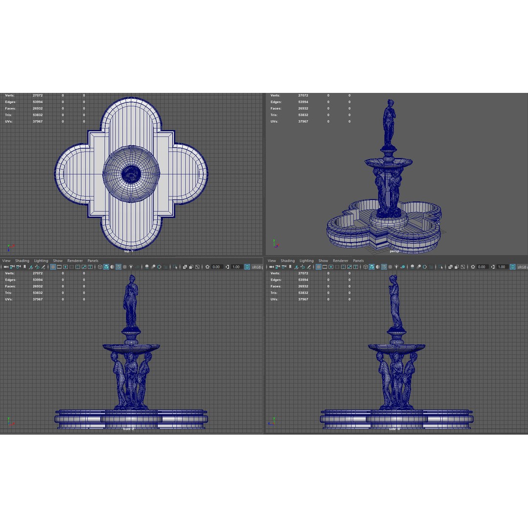 Greek Water Fountain 3D Model – Low Poly PBR Game Asset, FBX - View 10