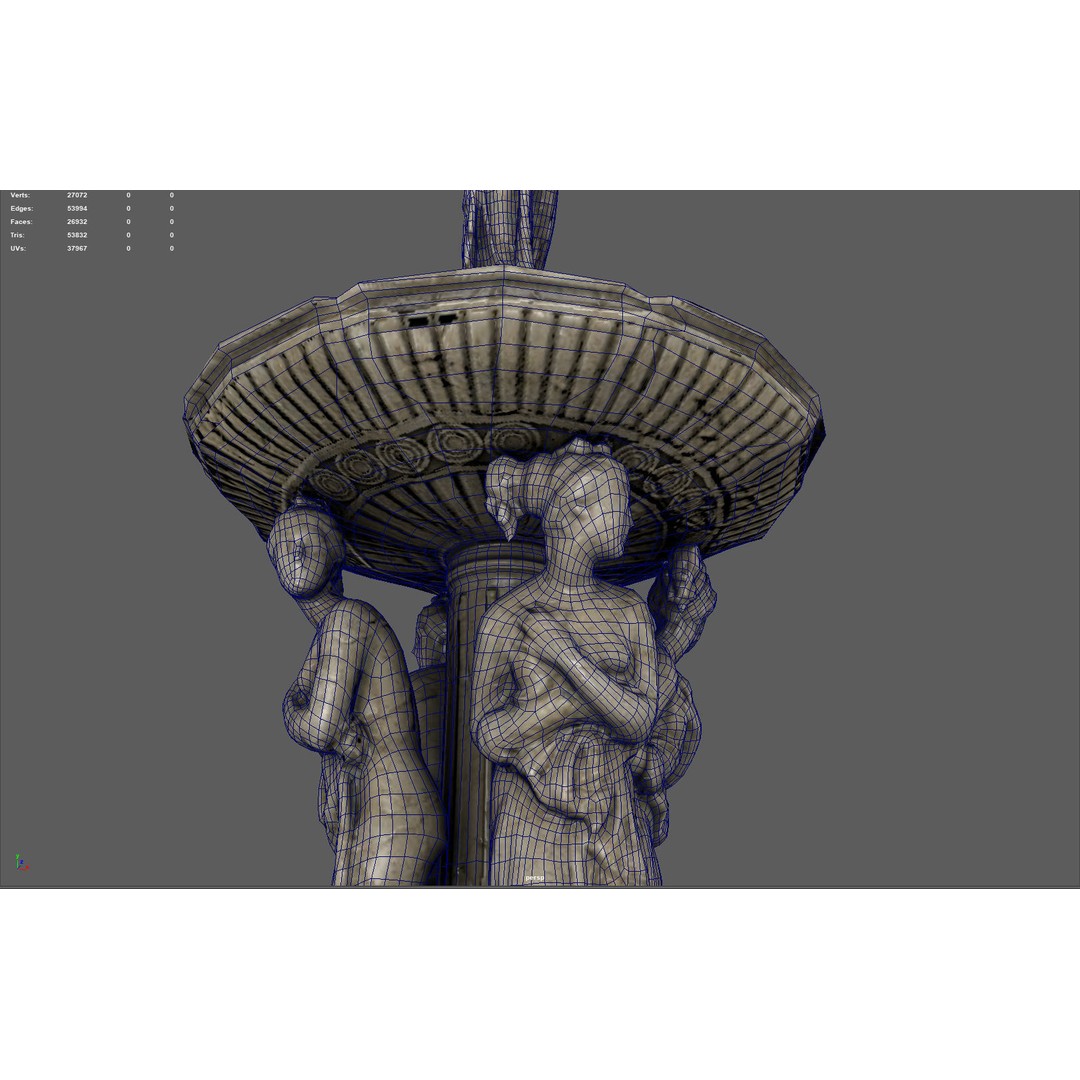 Greek Water Fountain 3D Model – Low Poly PBR Game Asset, FBX - View 12