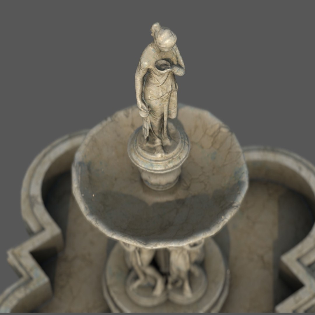 Greek Water Fountain 3D Model – Low Poly PBR Game Asset, FBX - View 3