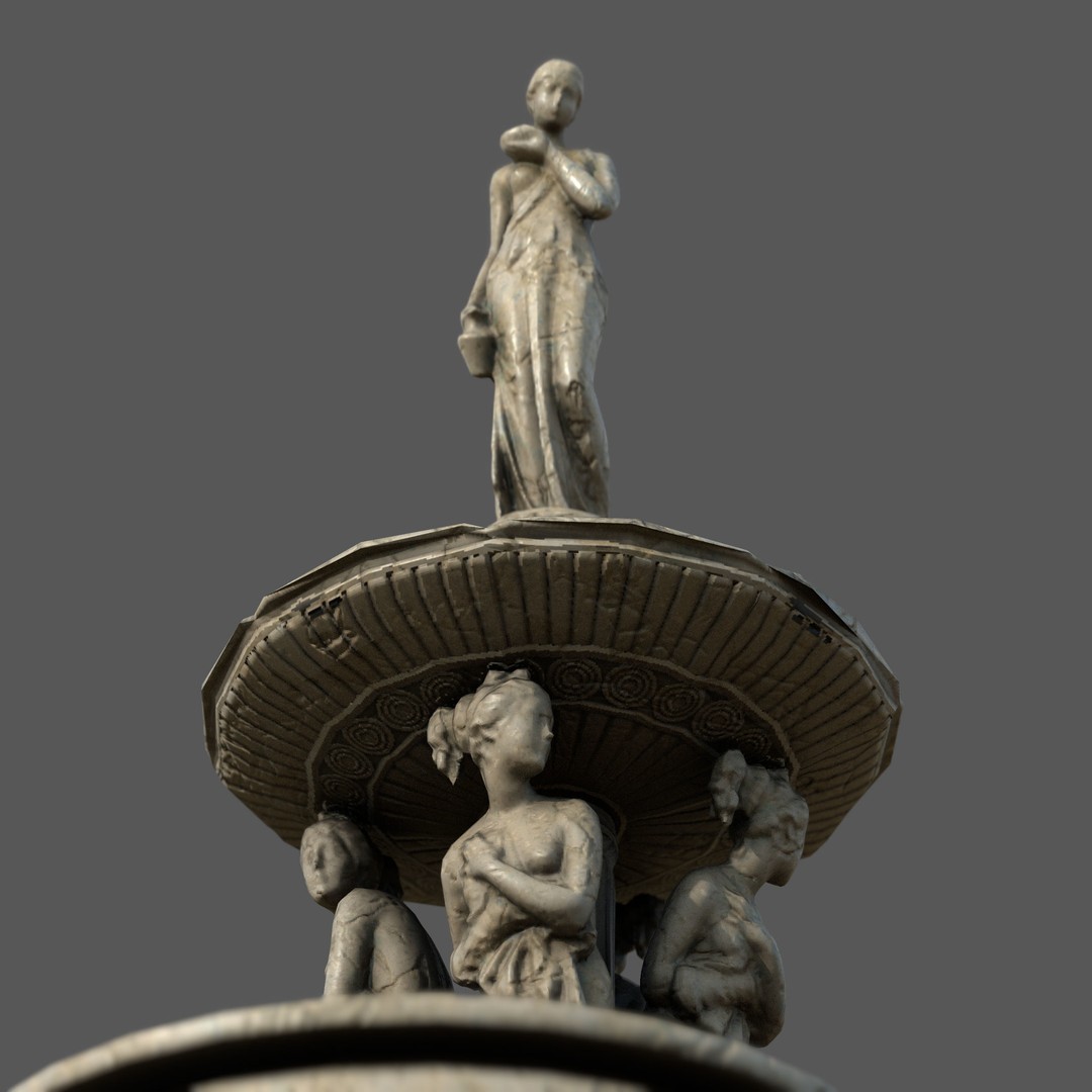 Greek Water Fountain 3D Model – Low Poly PBR Game Asset, FBX - View 4