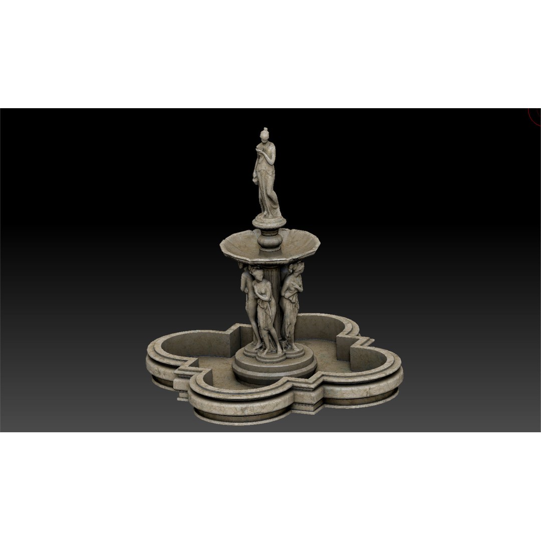 Greek Water Fountain 3D Model – Low Poly PBR Game Asset, FBX - View 5