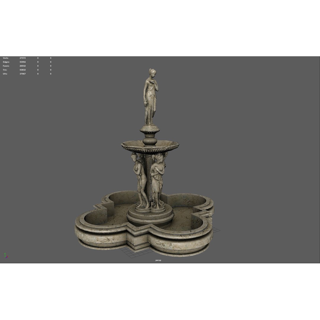 Greek Water Fountain 3D Model – Low Poly PBR Game Asset, FBX - View 6