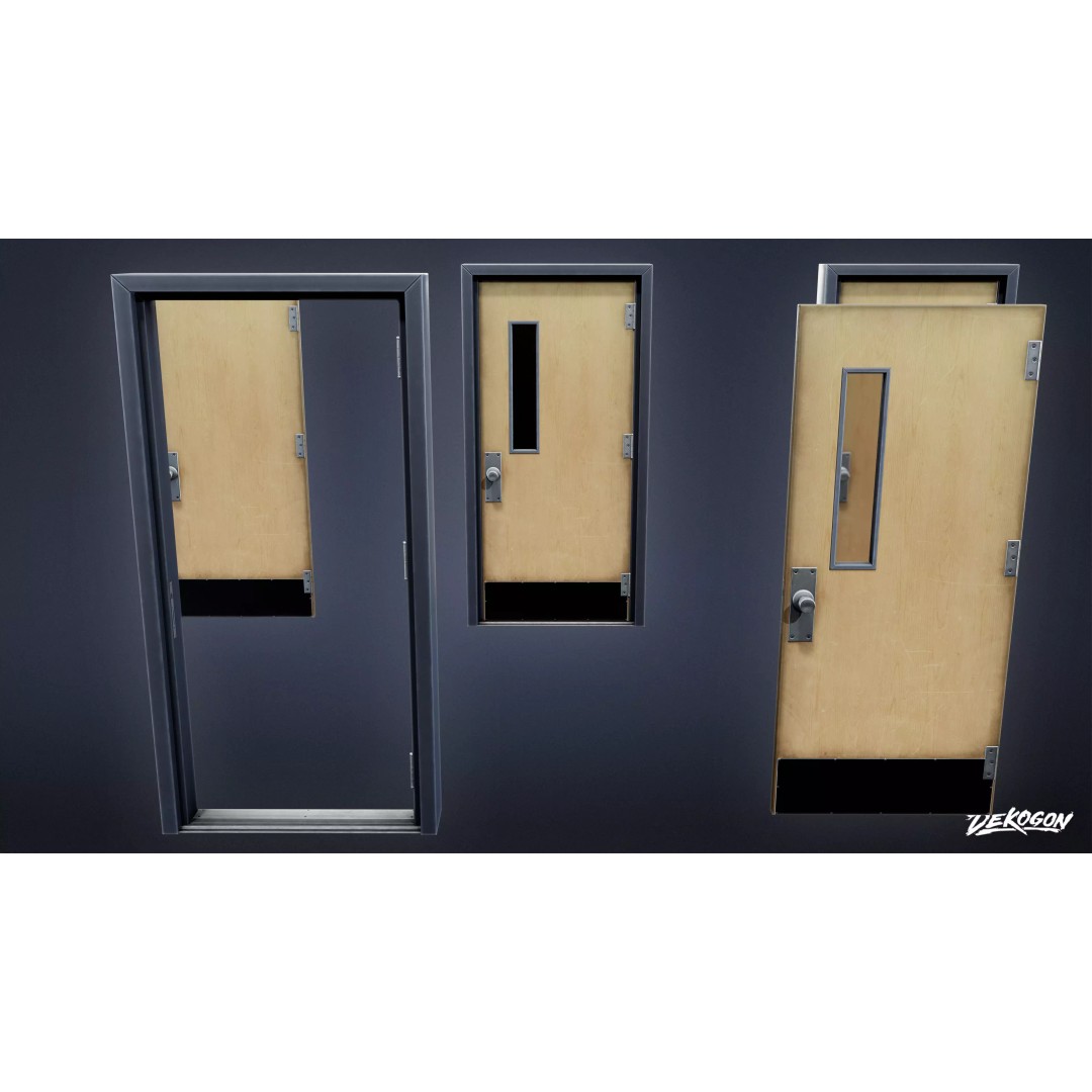High School Classroom Door 3D Model – Low Poly Game Asset, FBX - View 2