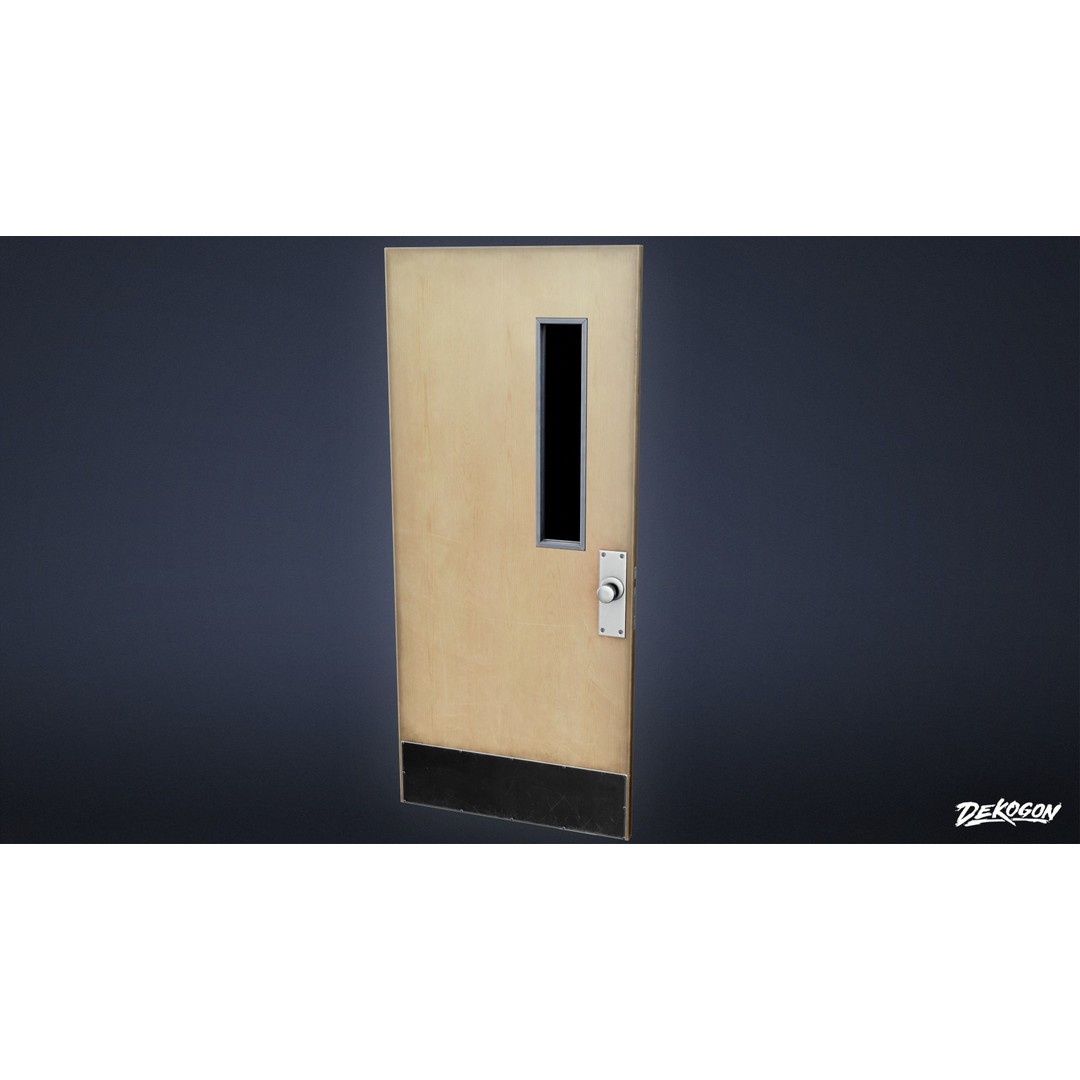 High School Classroom Door 3D Model – Low Poly Game Asset, FBX - View 3