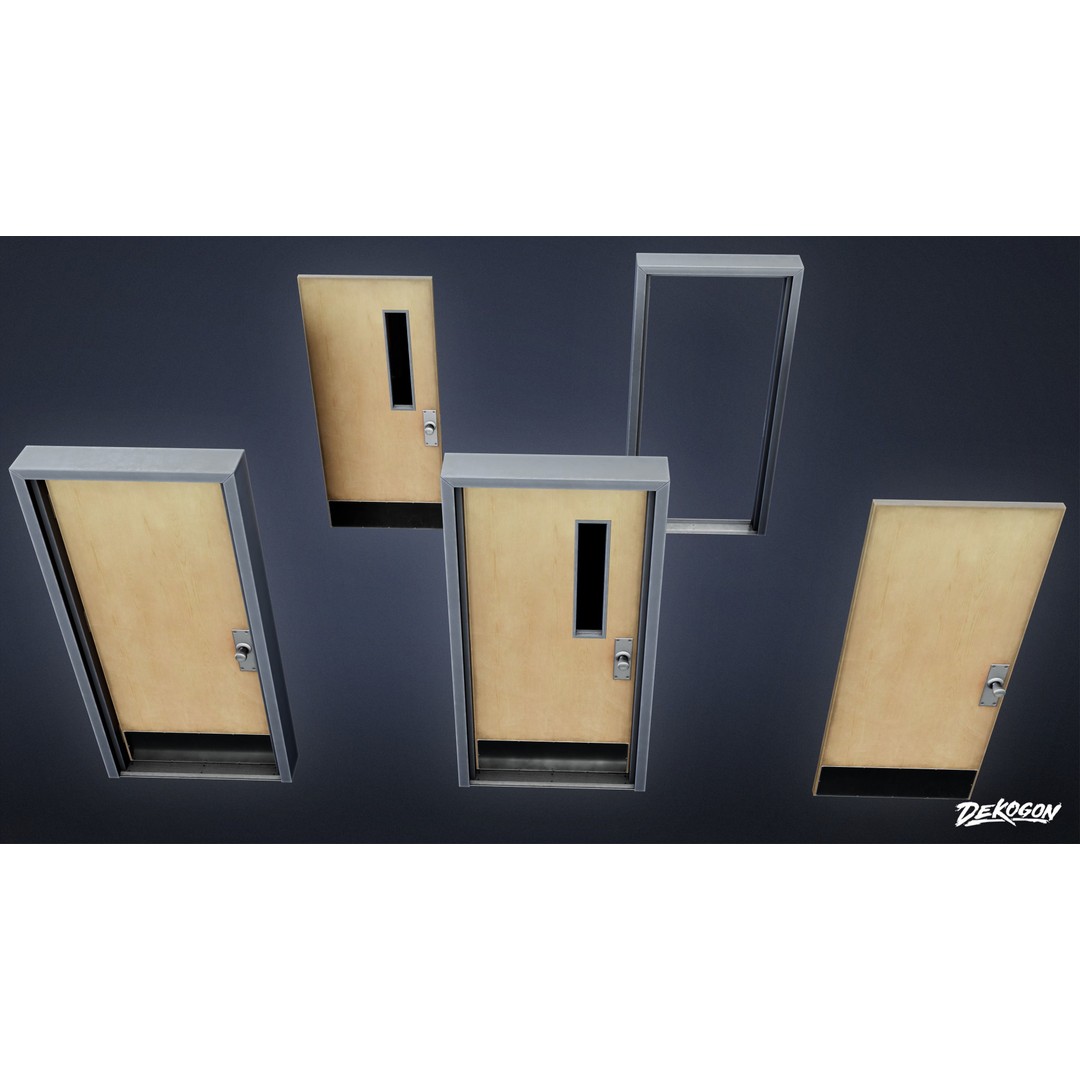 High School Classroom Door 3D Model – Low Poly Game Asset, FBX - View 4