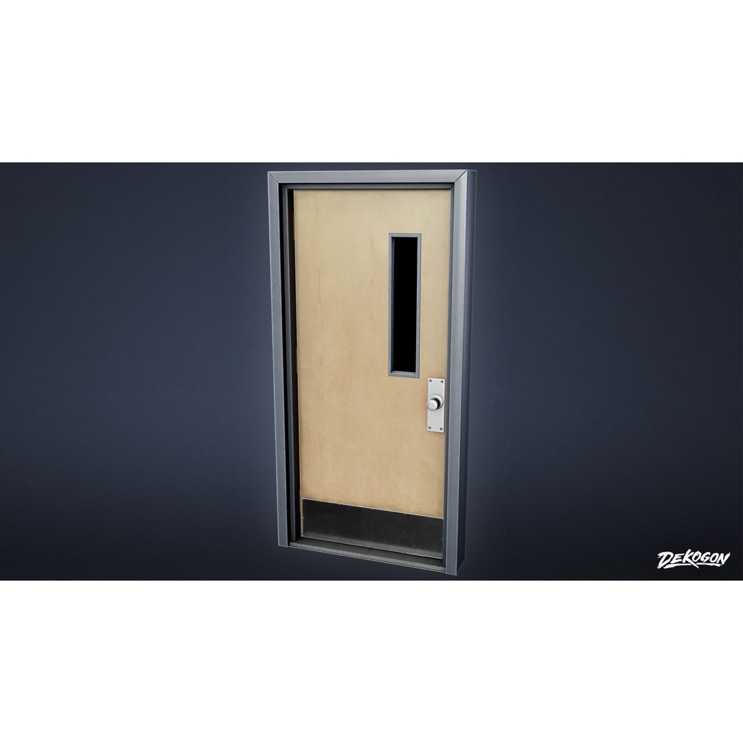 High School Classroom Door 3D Model – Low Poly Game Asset, FBX - View 6