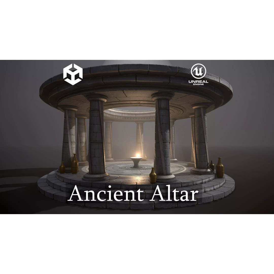 Ancient Altar 3D Model – Low Poly Game Ready, FBX, PBR Textures - View 2