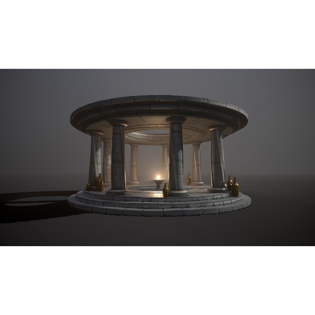 Ancient Altar 3D Model – Low Poly Game Ready, FBX, PBR Textures - View 8