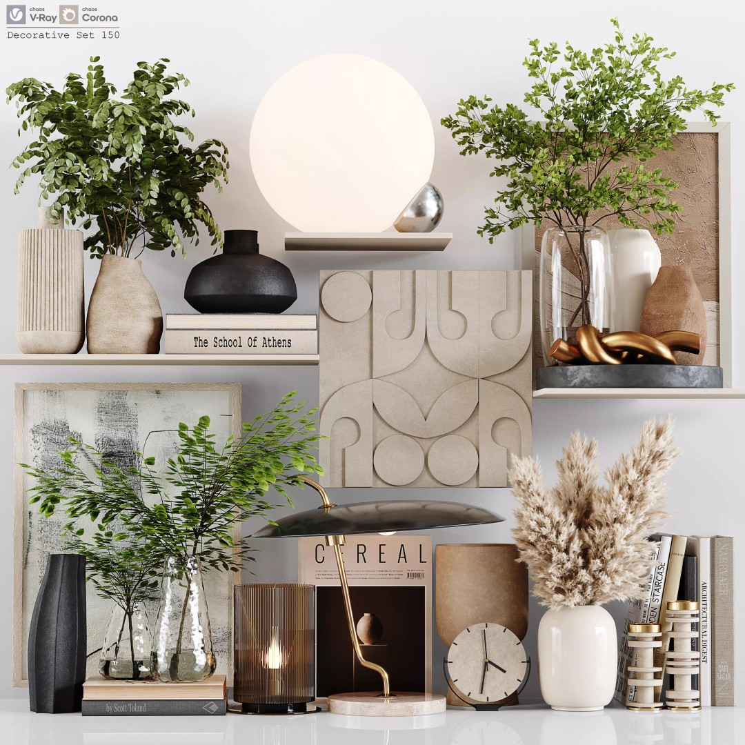 Decorative Set 150 3D Model – High Poly Interior Decoration, FBX, OBJ - View 2
