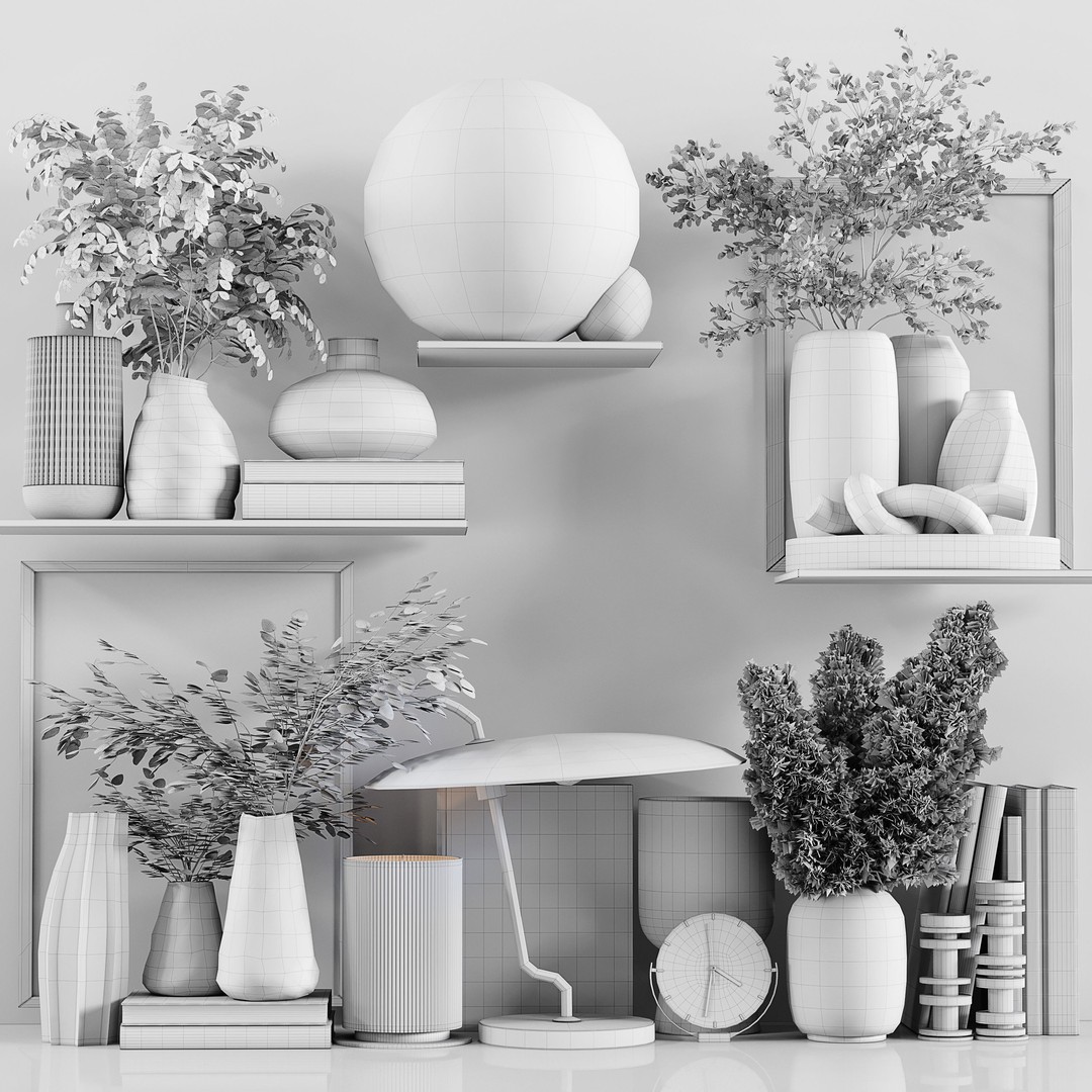 Decorative Set 150 3D Model – High Poly Interior Decoration, FBX, OBJ - View 5