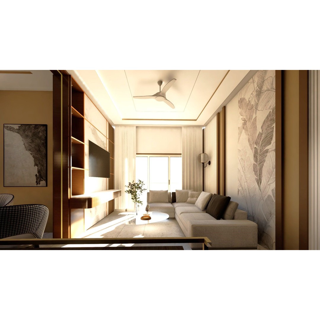 Luxurious Living Room 3D Model – Modern Design with Dining Area, FBX - View 6