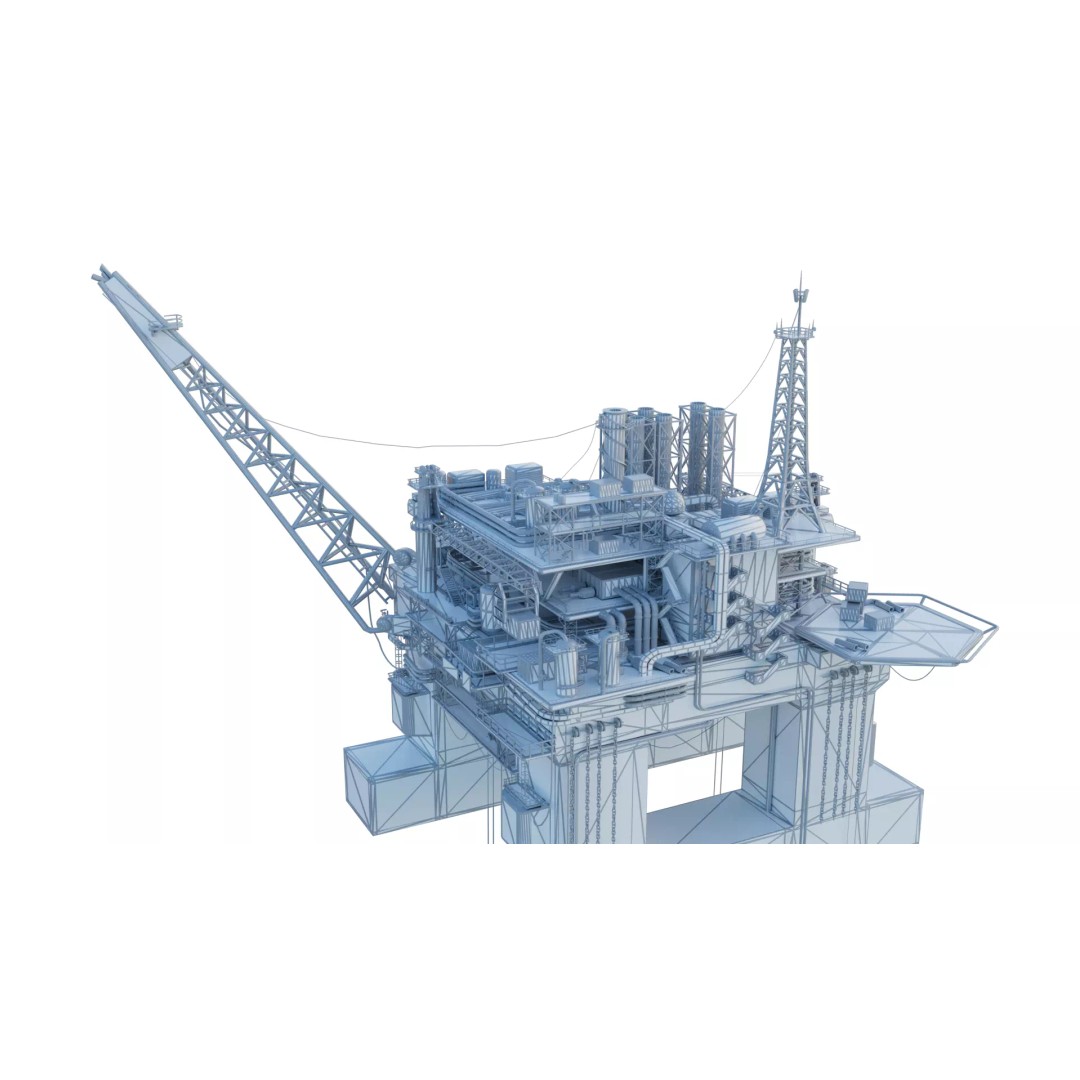 Offshore Oil Rig 3D Model – Realistic Industrial Asset, FBX, OBJ - View 3