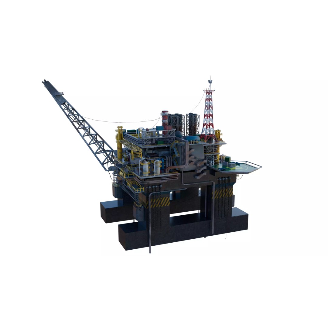 Offshore Oil Rig 3D Model – Realistic Industrial Asset, FBX, OBJ - View 4