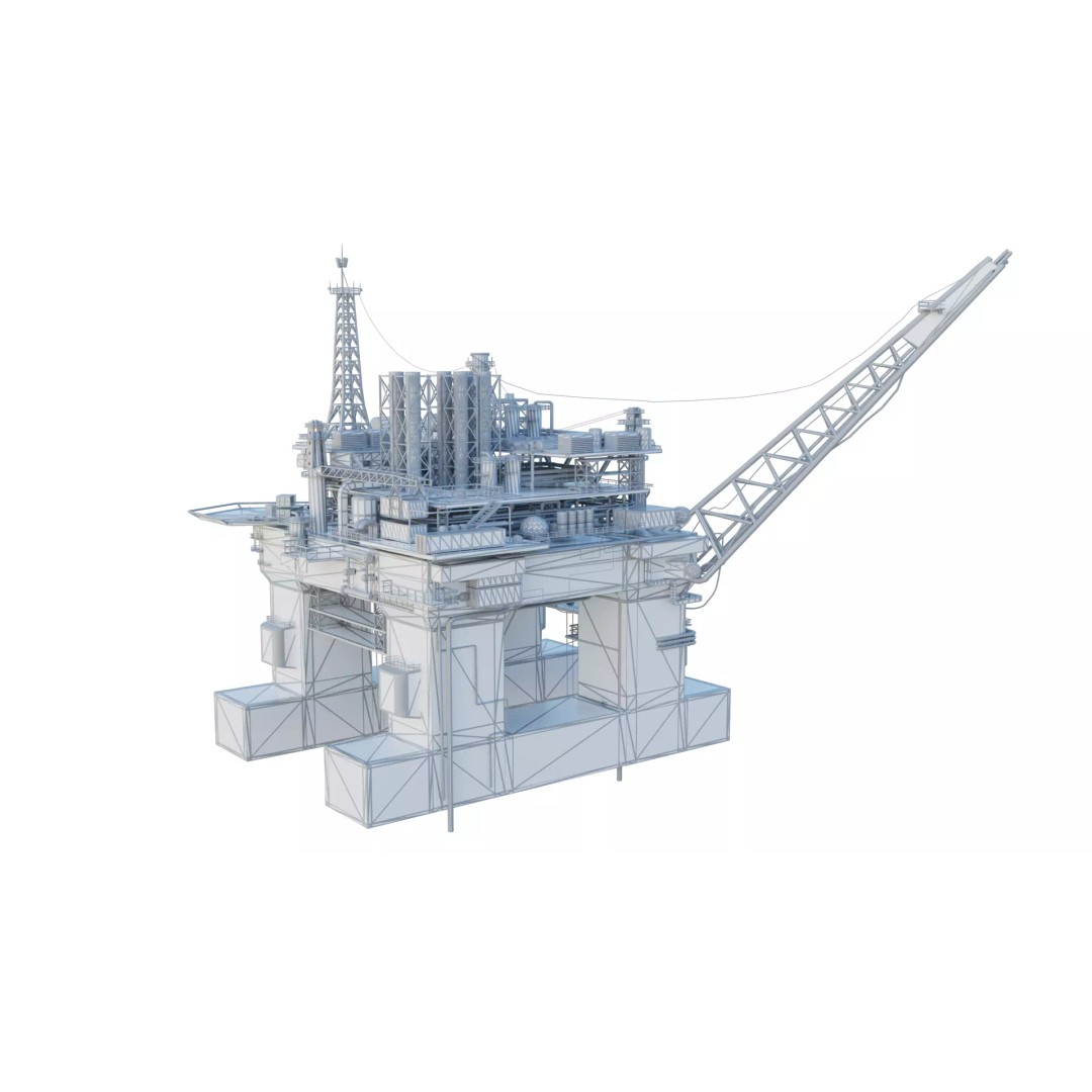 Offshore Oil Rig 3D Model – Realistic Industrial Asset, FBX, OBJ - View 6