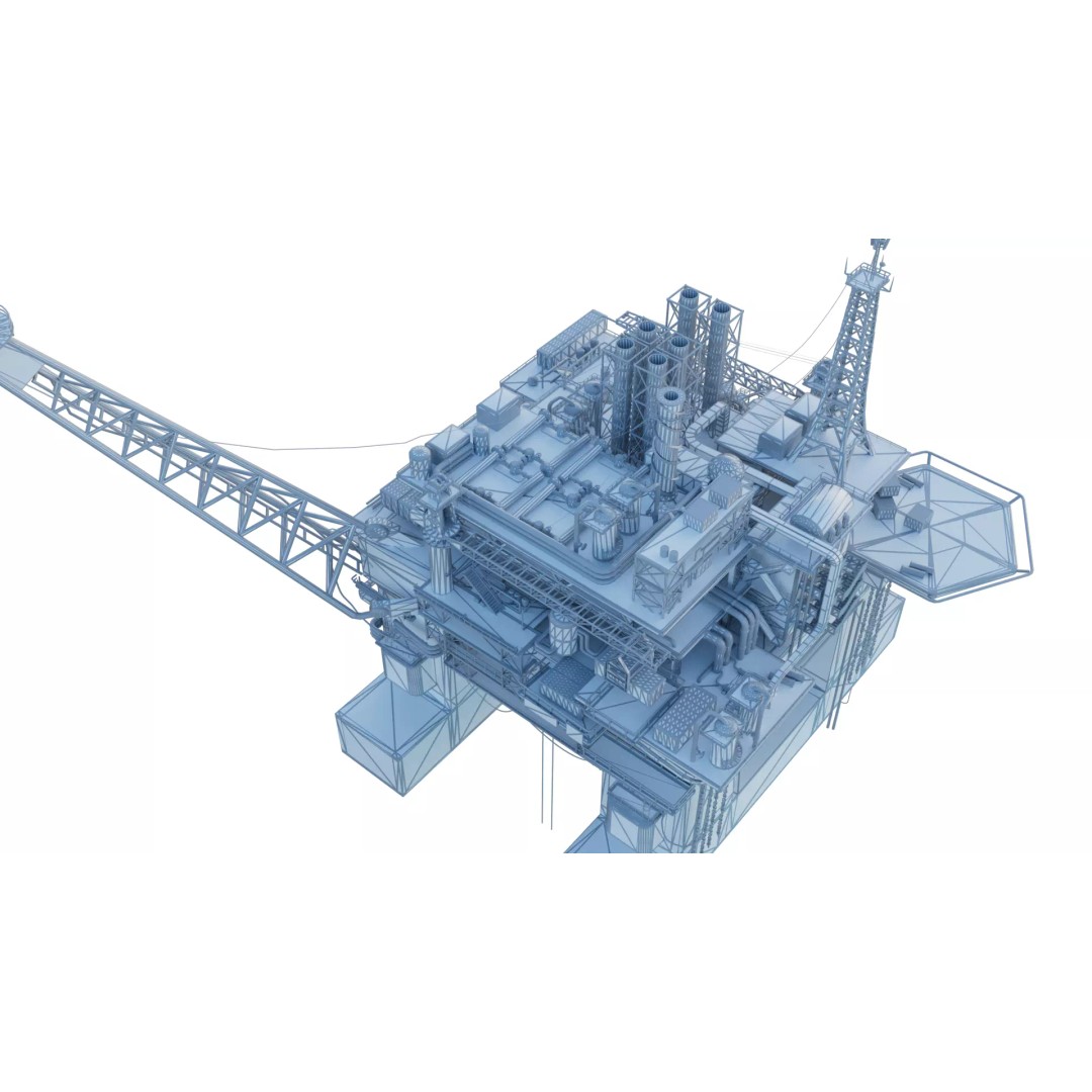 Offshore Oil Rig 3D Model – Realistic Industrial Asset, FBX, OBJ - View 9