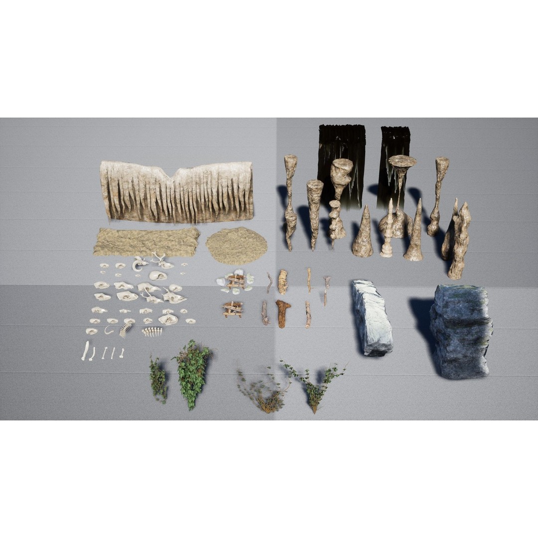 Cave Environment 3D Model – Low Poly PBR Asset, FBX