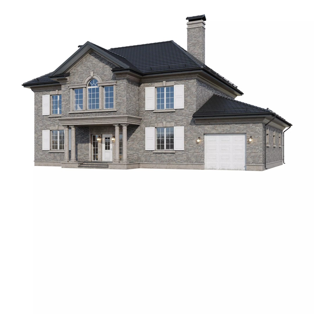 Brickstone House 3D Model – High Poly Mansion, FBX, Blender - View 10