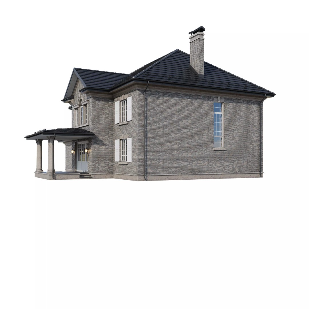 Brickstone House 3D Model – High Poly Mansion, FBX, Blender - View 12