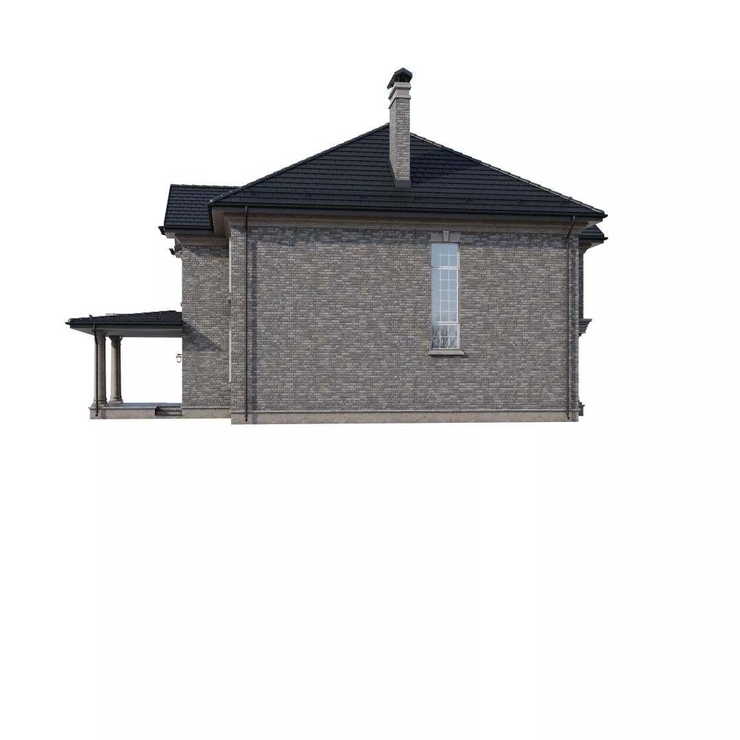 Brickstone House 3D Model – High Poly Mansion, FBX, Blender - View 13