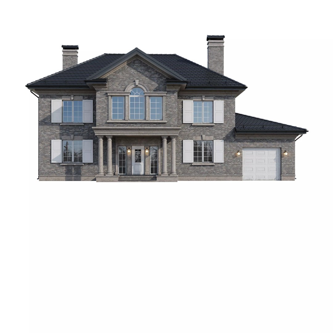 Brickstone House 3D Model – High Poly Mansion, FBX, Blender - View 14