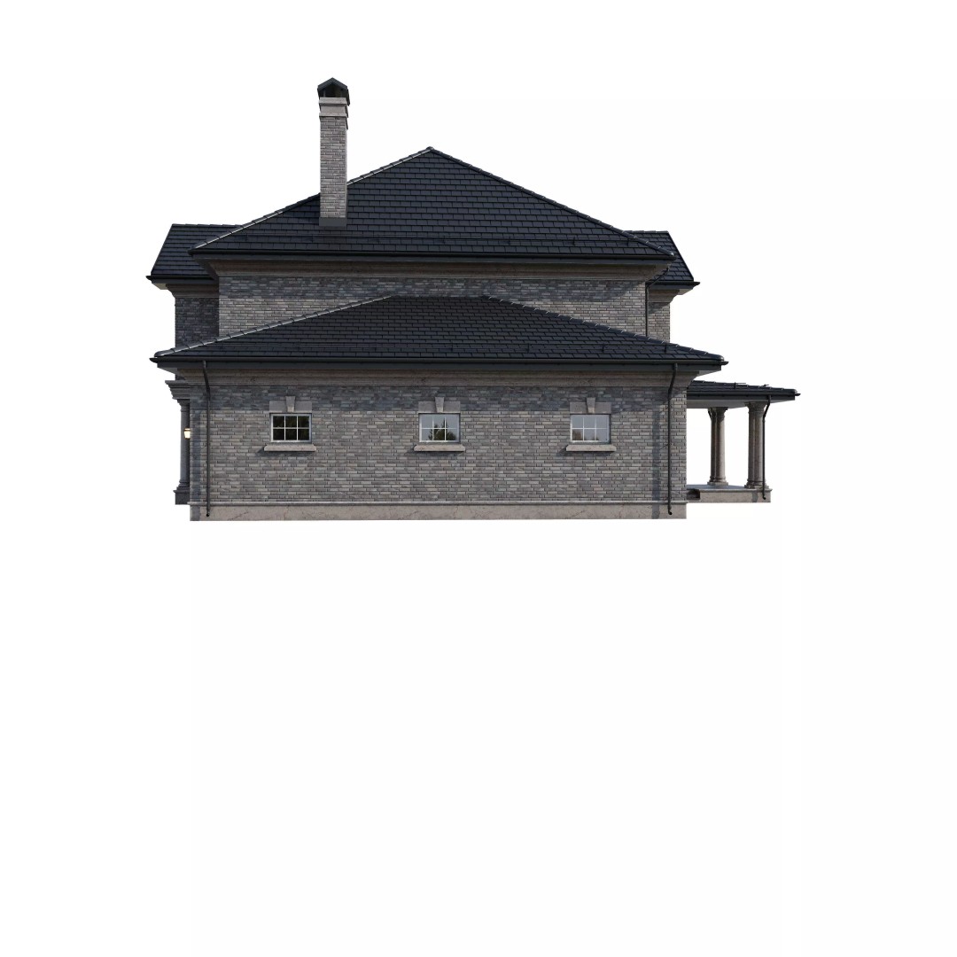 Brickstone House 3D Model – High Poly Mansion, FBX, Blender - View 15