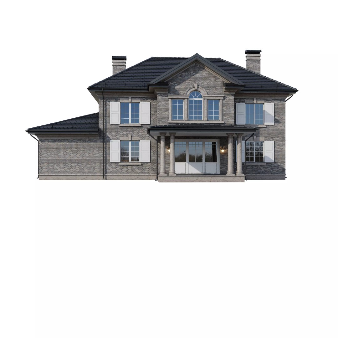 Brickstone House 3D Model – High Poly Mansion, FBX, Blender - View 16