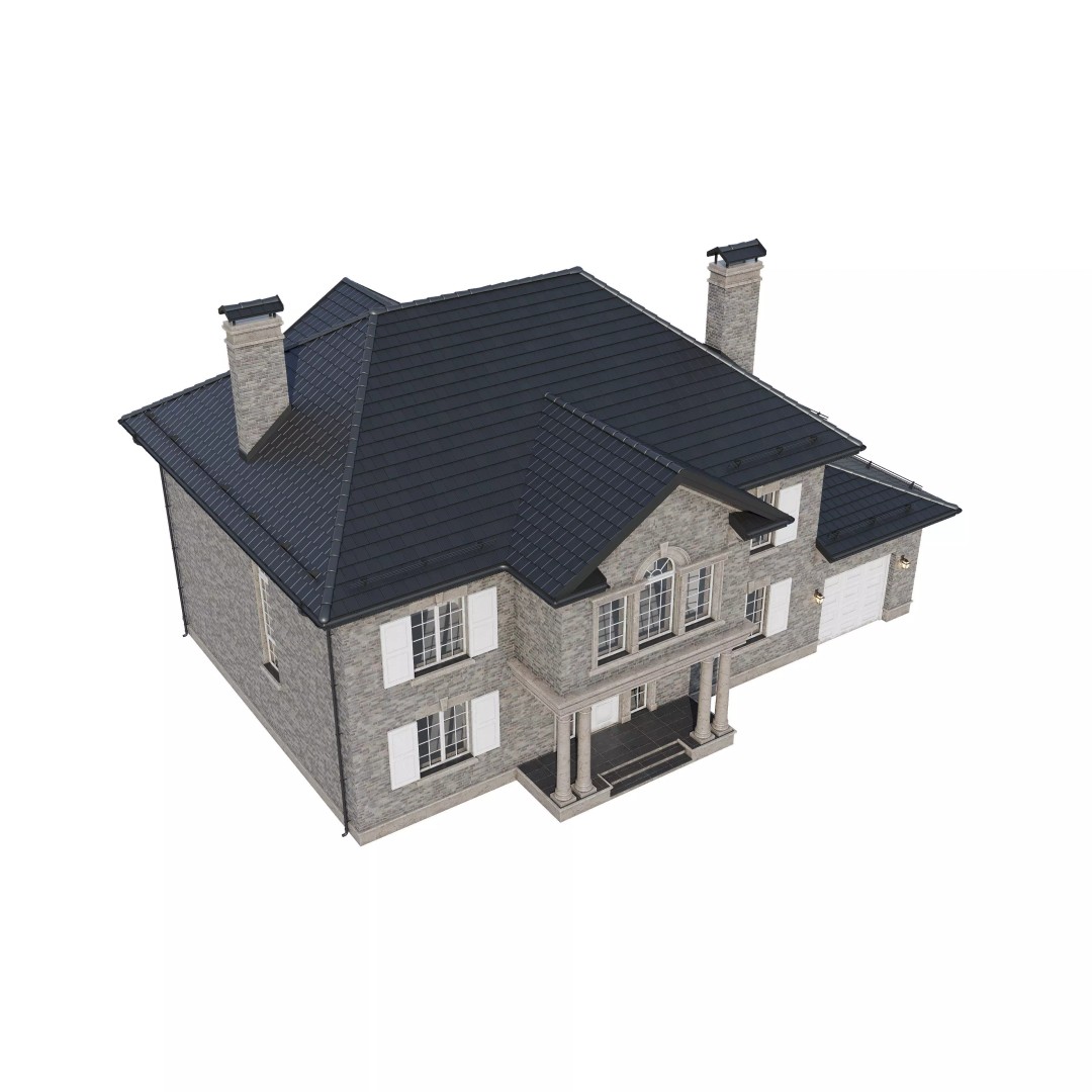 Brickstone House 3D Model – High Poly Mansion, FBX, Blender - View 18