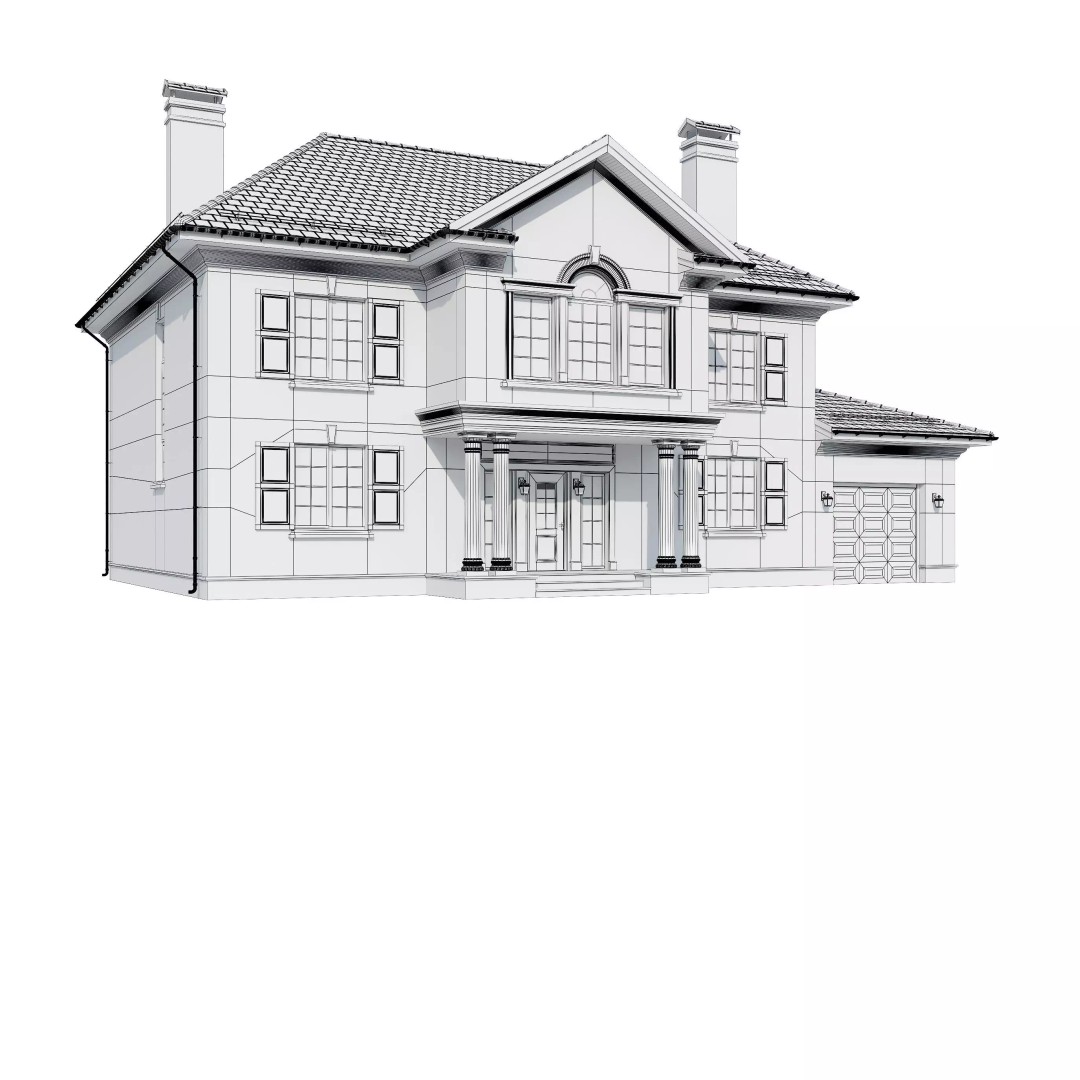 Brickstone House 3D Model – High Poly Mansion, FBX, Blender - View 20