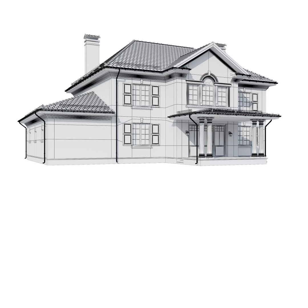 Brickstone House 3D Model – High Poly Mansion, FBX, Blender - View 22
