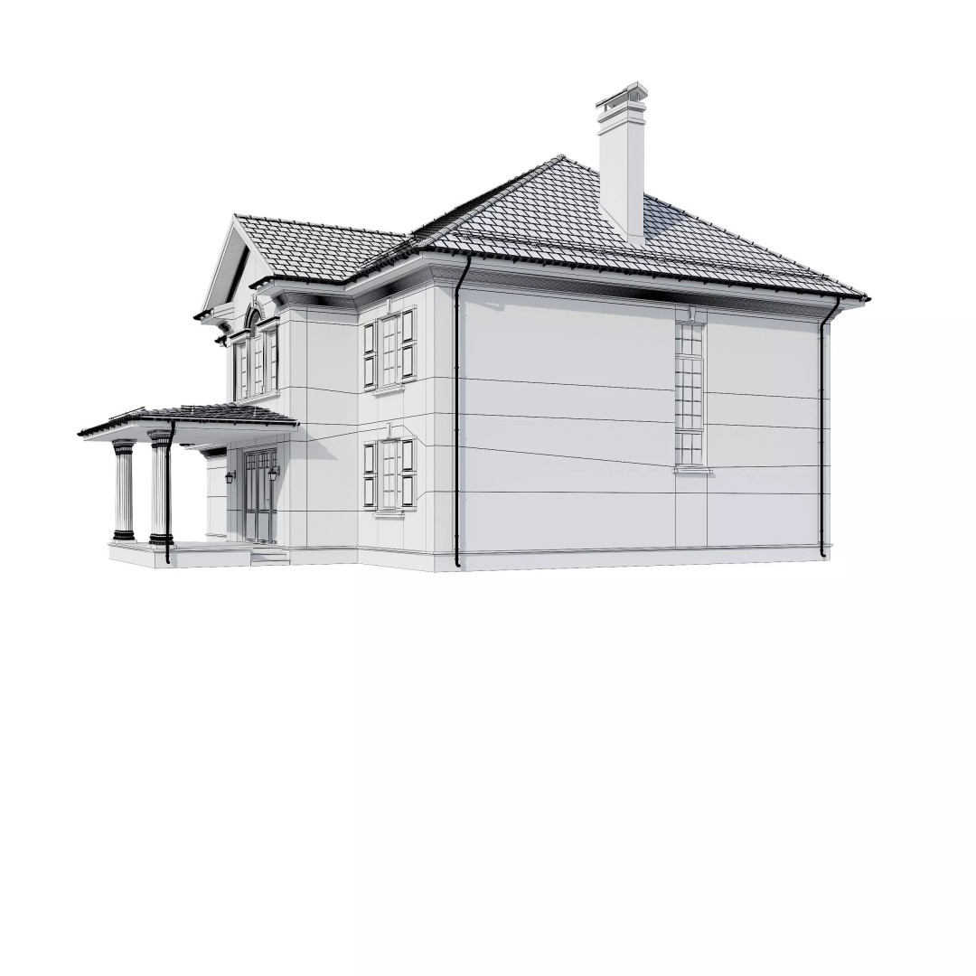 Brickstone House 3D Model – High Poly Mansion, FBX, Blender - View 23