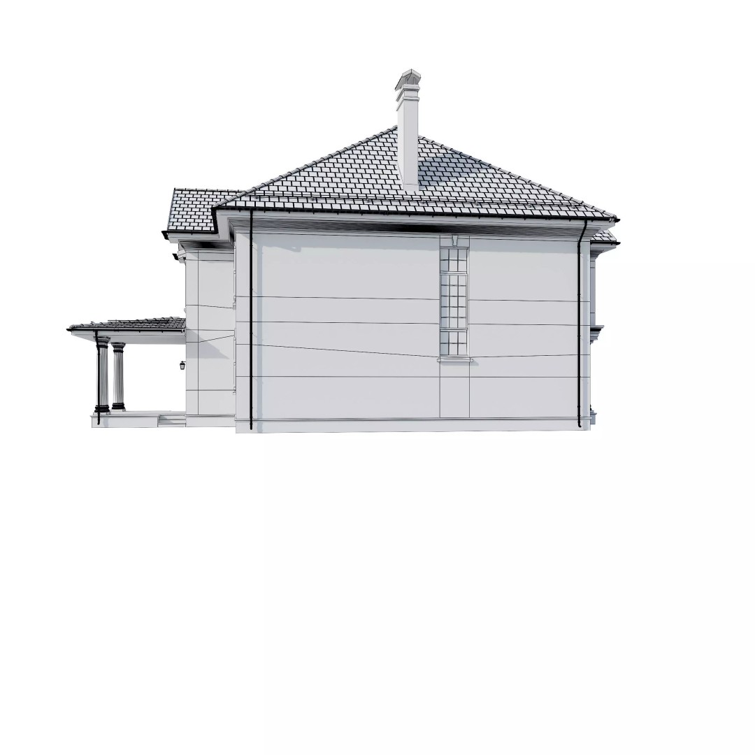 Brickstone House 3D Model – High Poly Mansion, FBX, Blender - View 24