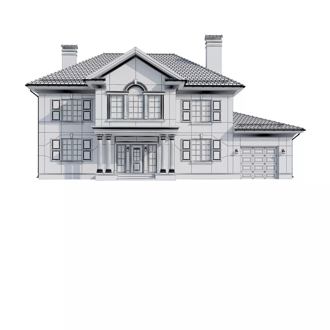 Brickstone House 3D Model – High Poly Mansion, FBX, Blender - View 25