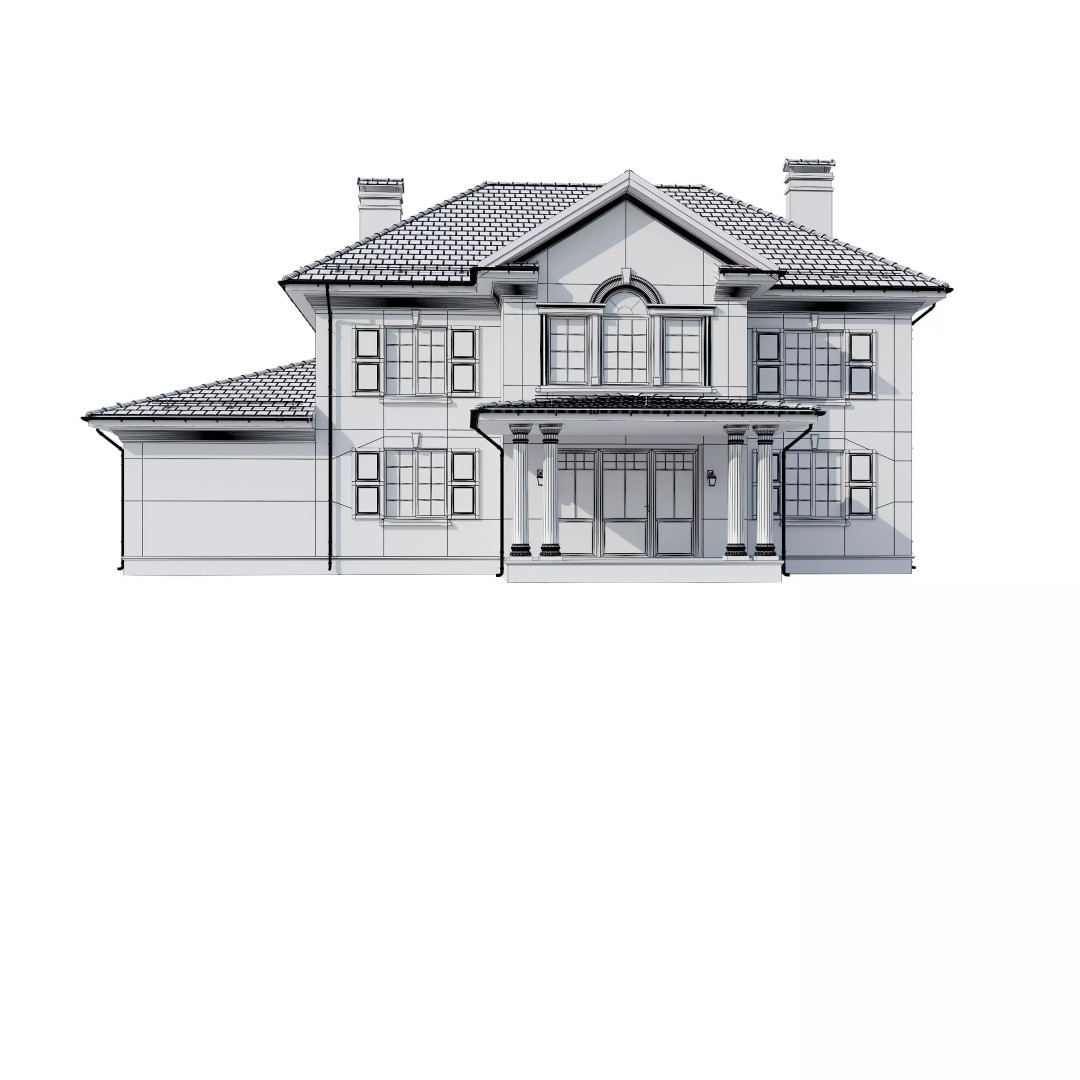 Brickstone House 3D Model – High Poly Mansion, FBX, Blender - View 27