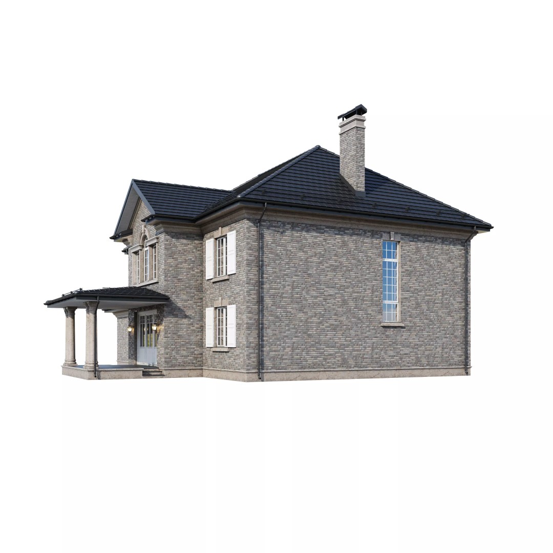 Brickstone House 3D Model – High Poly Mansion, FBX, Blender - View 4