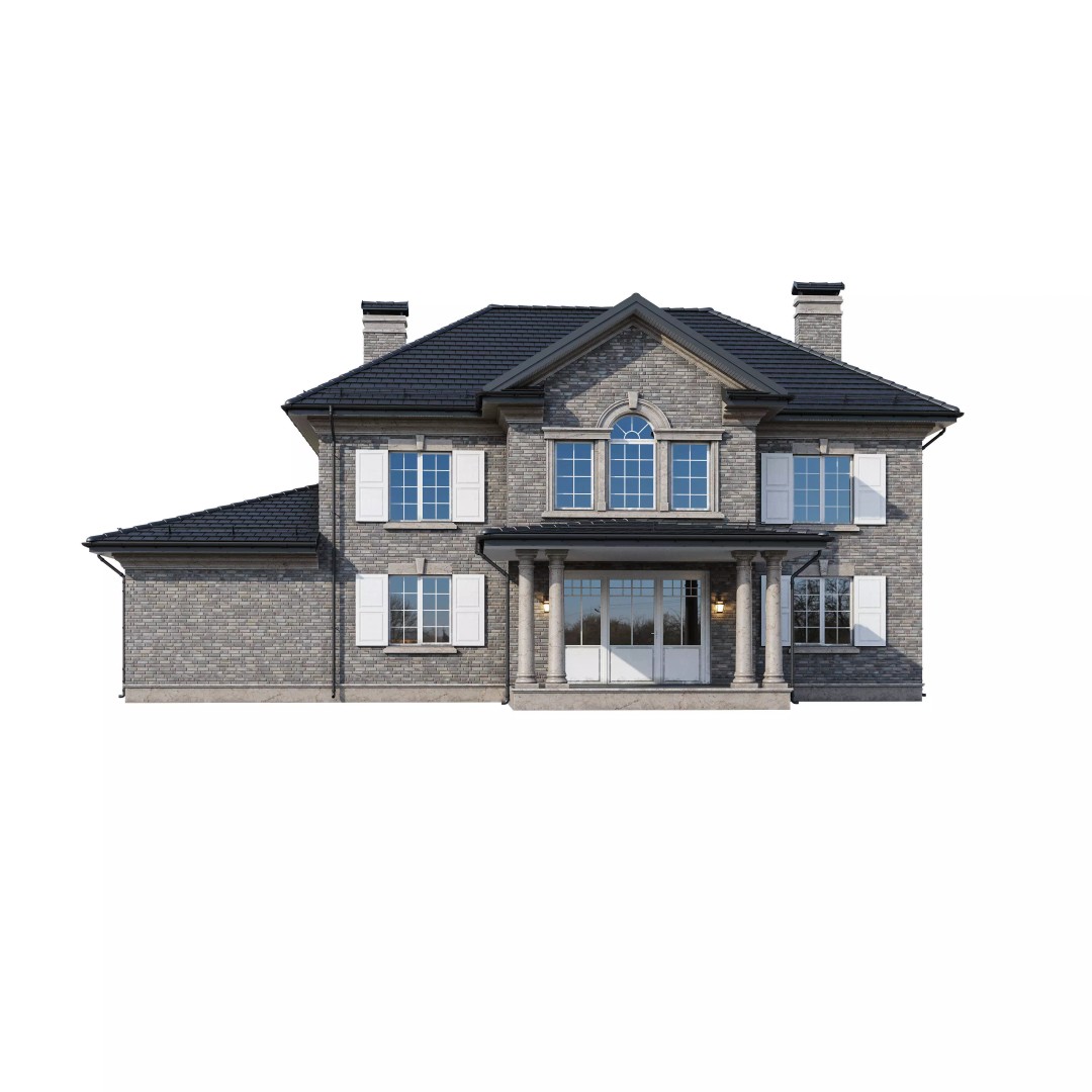 Brickstone House 3D Model – High Poly Mansion, FBX, Blender - View 5