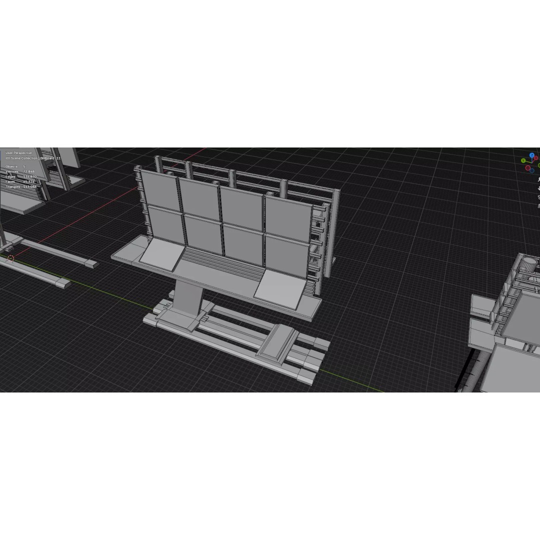 Street Billboard 3D Model – Diverse Advertising Assets, FBX & OBJ - View 12