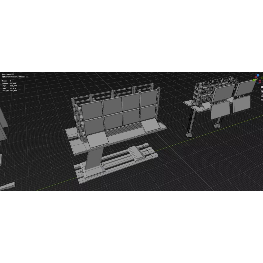 Street Billboard 3D Model – Diverse Advertising Assets, FBX & OBJ - View 14