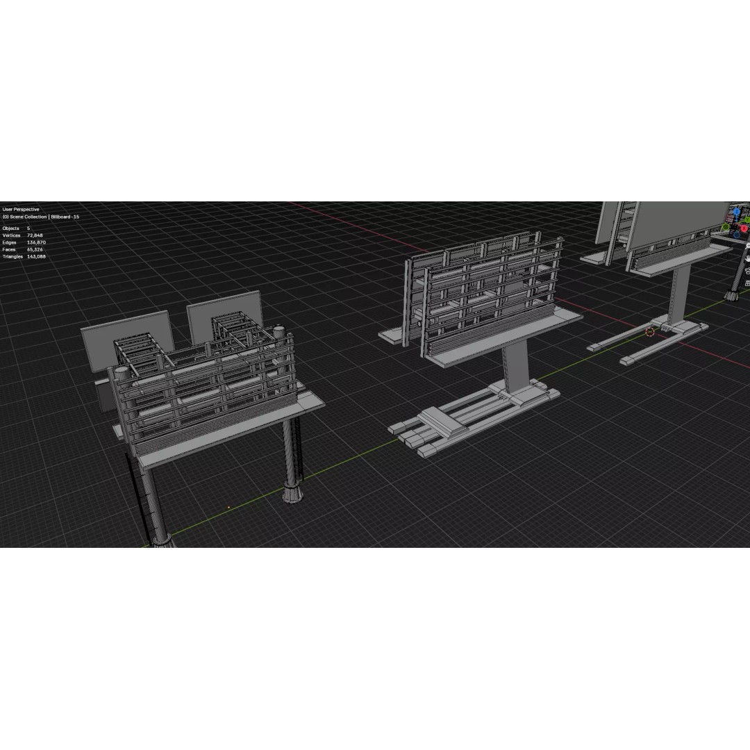 Street Billboard 3D Model – Diverse Advertising Assets, FBX & OBJ - View 15