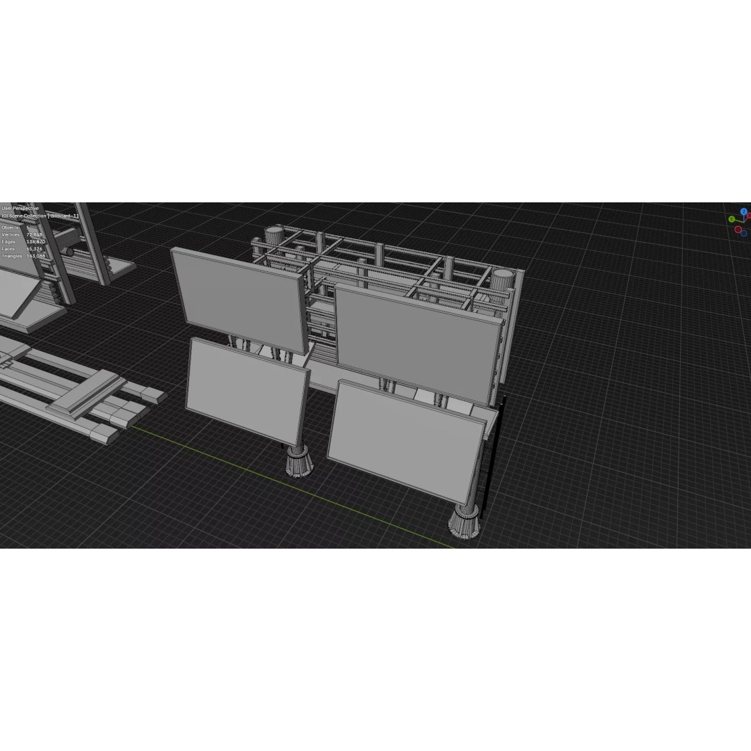 Street Billboard 3D Model – Diverse Advertising Assets, FBX & OBJ - View 16