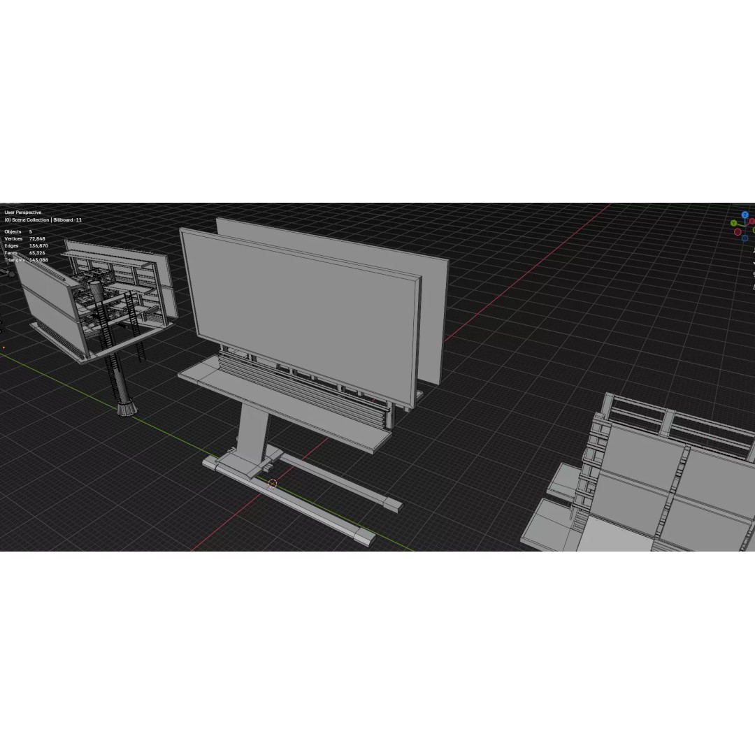 Street Billboard 3D Model – Diverse Advertising Assets, FBX & OBJ - View 17