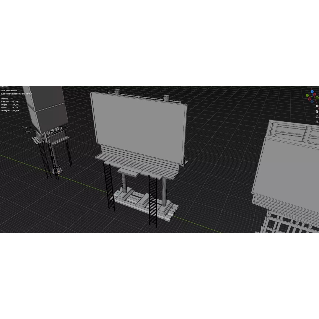 Street Billboard 3D Model – Diverse Advertising Assets, FBX & OBJ - View 23