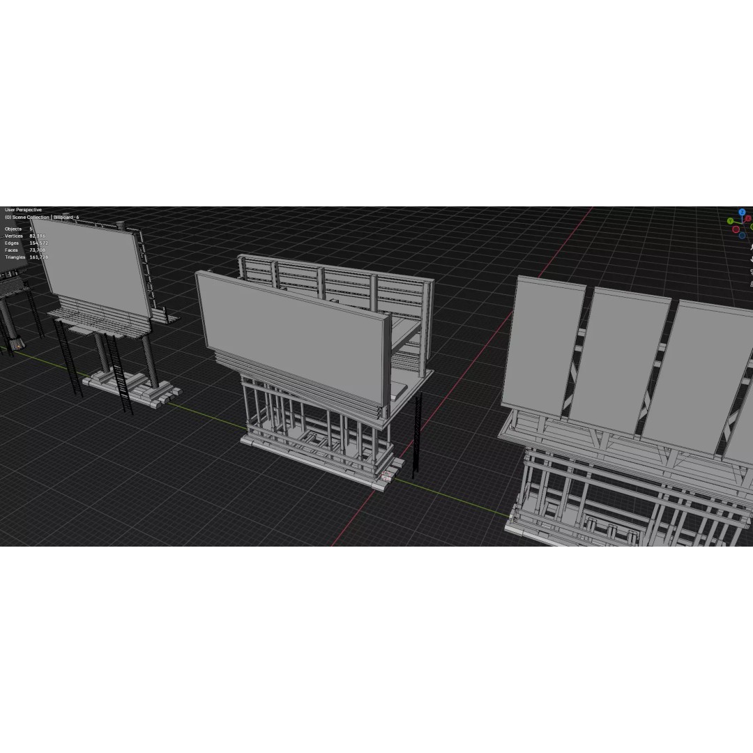 Street Billboard 3D Model – Diverse Advertising Assets, FBX & OBJ - View 25