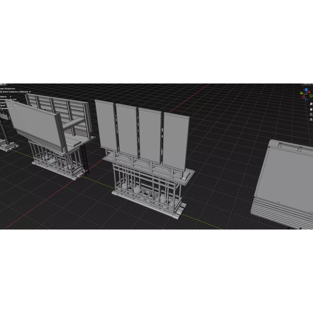 Street Billboard 3D Model – Diverse Advertising Assets, FBX & OBJ - View 27