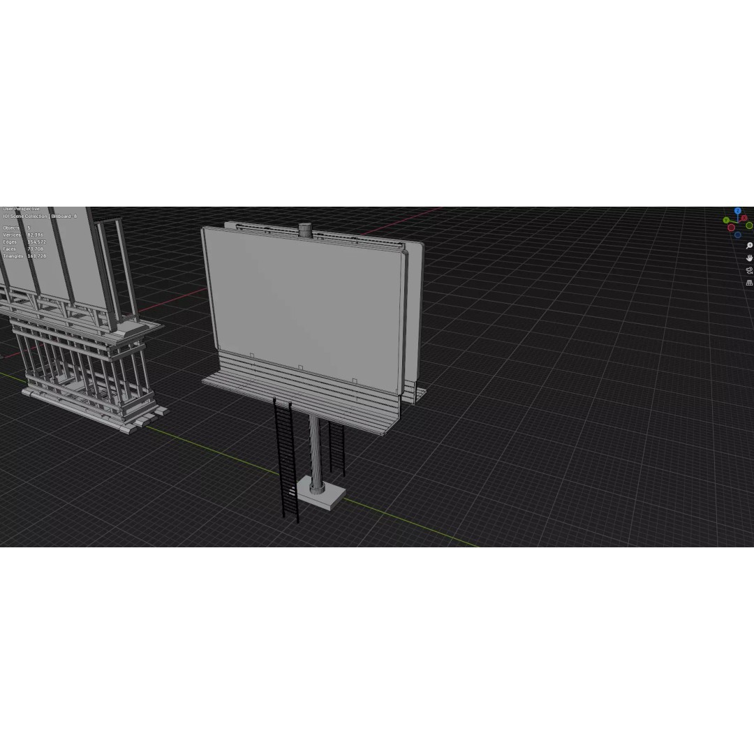 Street Billboard 3D Model – Diverse Advertising Assets, FBX & OBJ - View 28