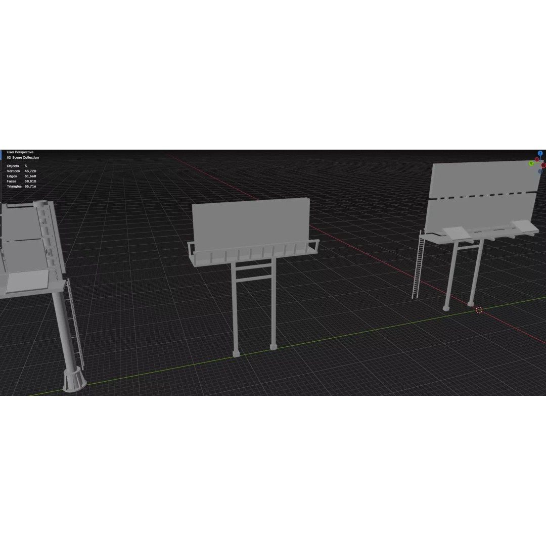 Street Billboard 3D Model – Diverse Advertising Assets, FBX & OBJ - View 31