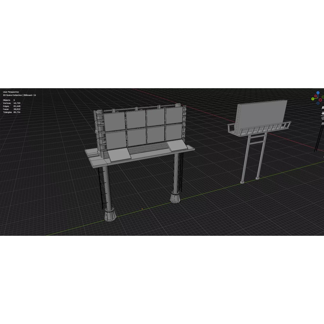 Street Billboard 3D Model – Diverse Advertising Assets, FBX & OBJ - View 32