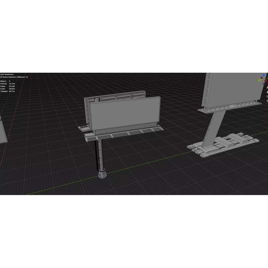 Street Billboard 3D Model – Diverse Advertising Assets, FBX & OBJ - View 33