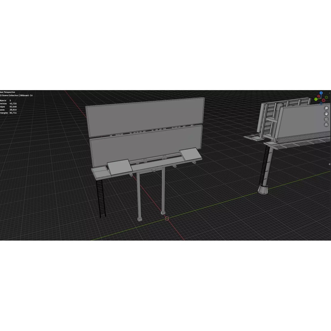 Street Billboard 3D Model – Diverse Advertising Assets, FBX & OBJ - View 35
